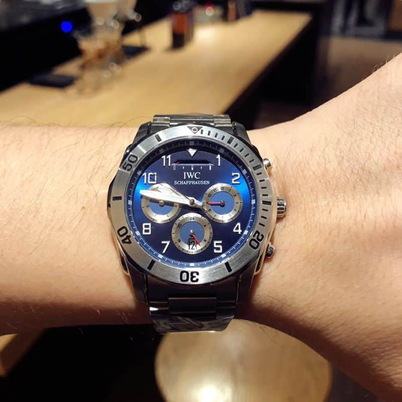 IWC watch IWC kinetic energy reserve display sun, moon and stars Air Force One Special Forces watch front view
