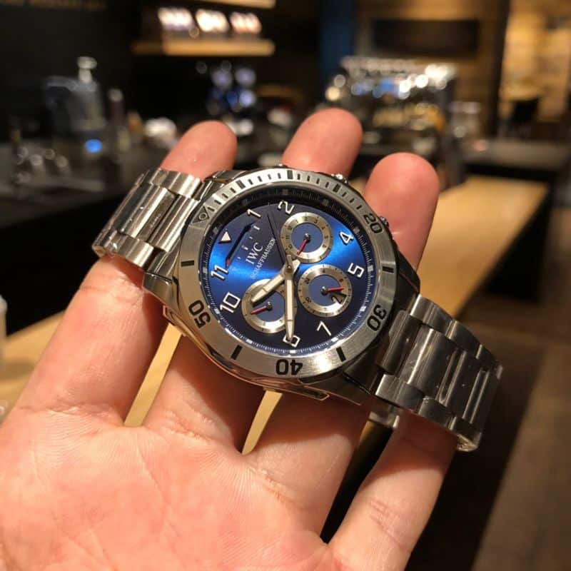 IWC watch IWC kinetic energy reserve display sun, moon and stars Air Force One Special Forces watch front view