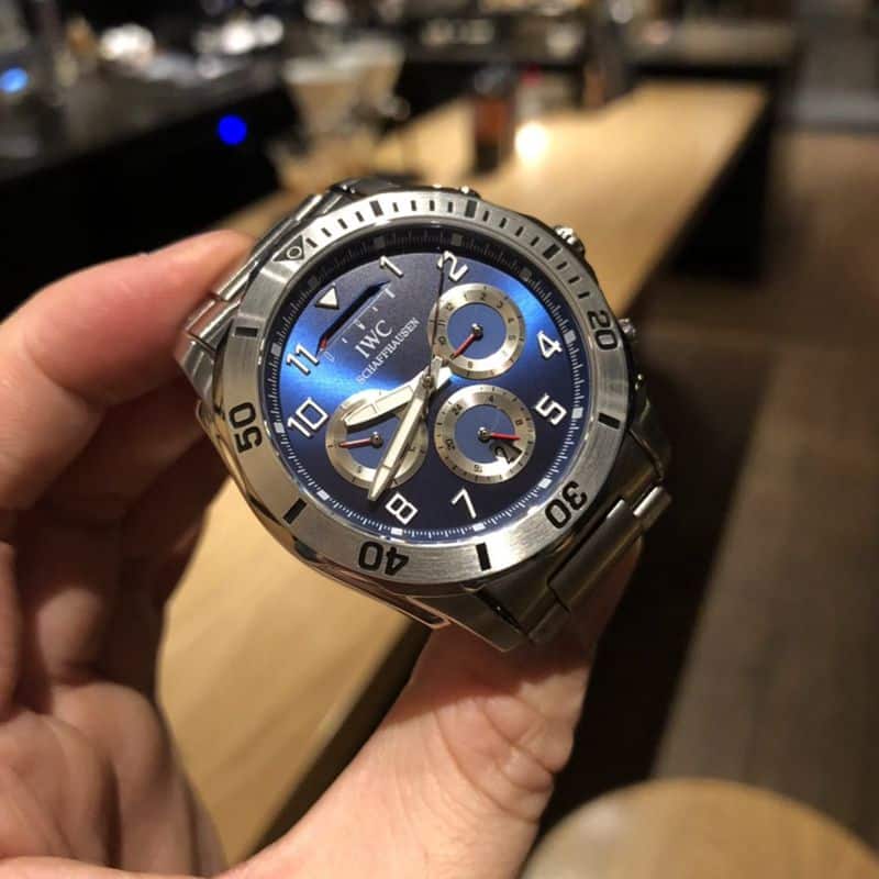 IWC watch IWC kinetic energy reserve display sun, moon and stars Air Force One Special Forces watch front view