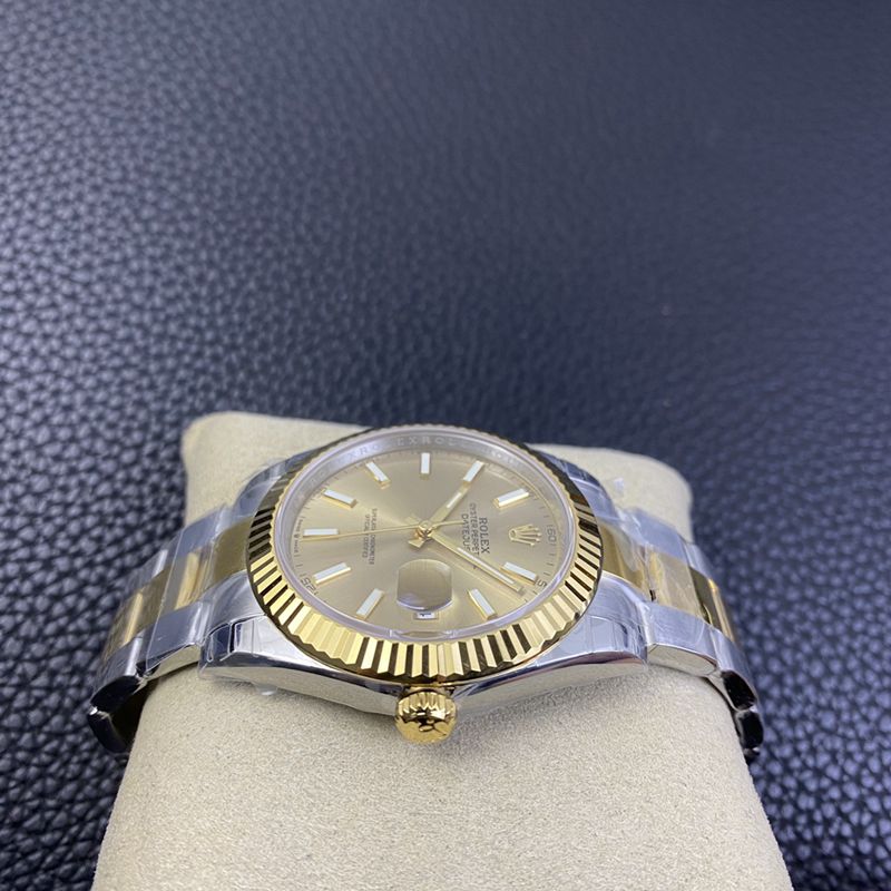 Rolex watch gold Datejust41MM gold plate new six-digit small crown watch side view