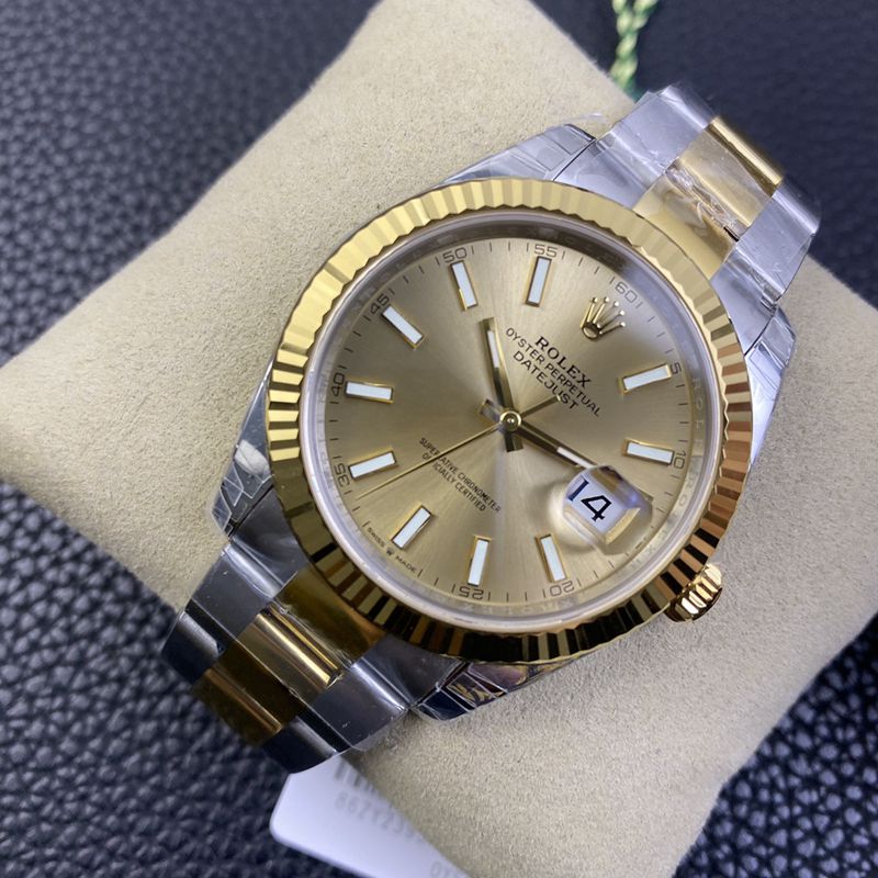 Rolex watch gold Datejust41MM gold plate new six-digit small crown watch front view