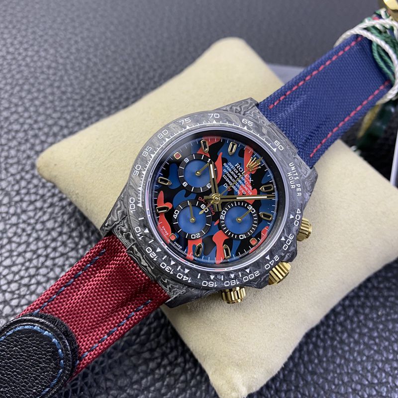 Rolex watch universe chronograph Daytona series carbon fiber customized version of men's mechanical watch front view