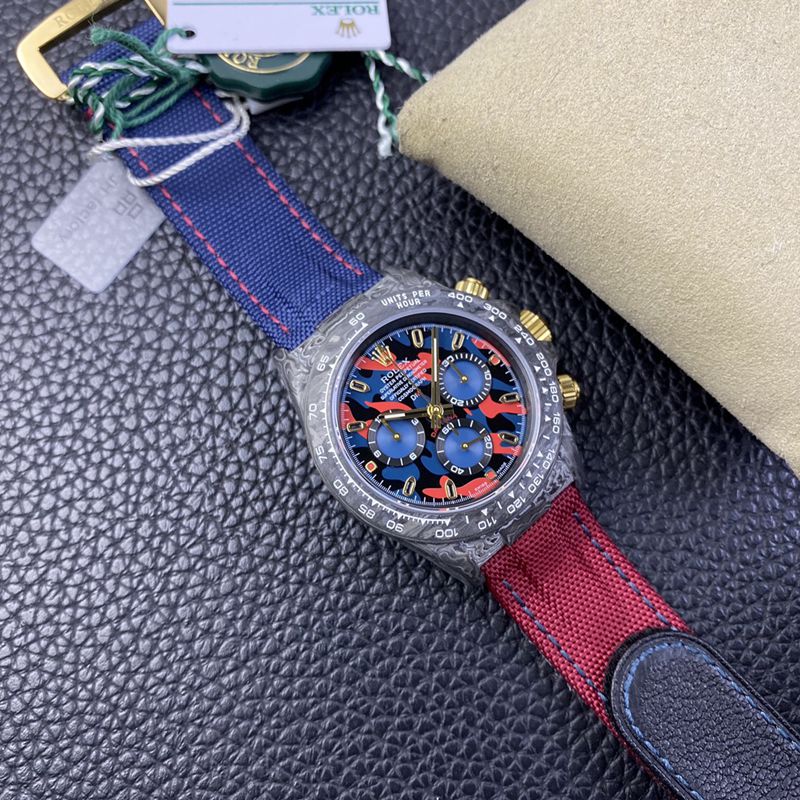 Rolex watch universe chronograph Daytona series carbon fiber customized version of men's mechanical watch front view