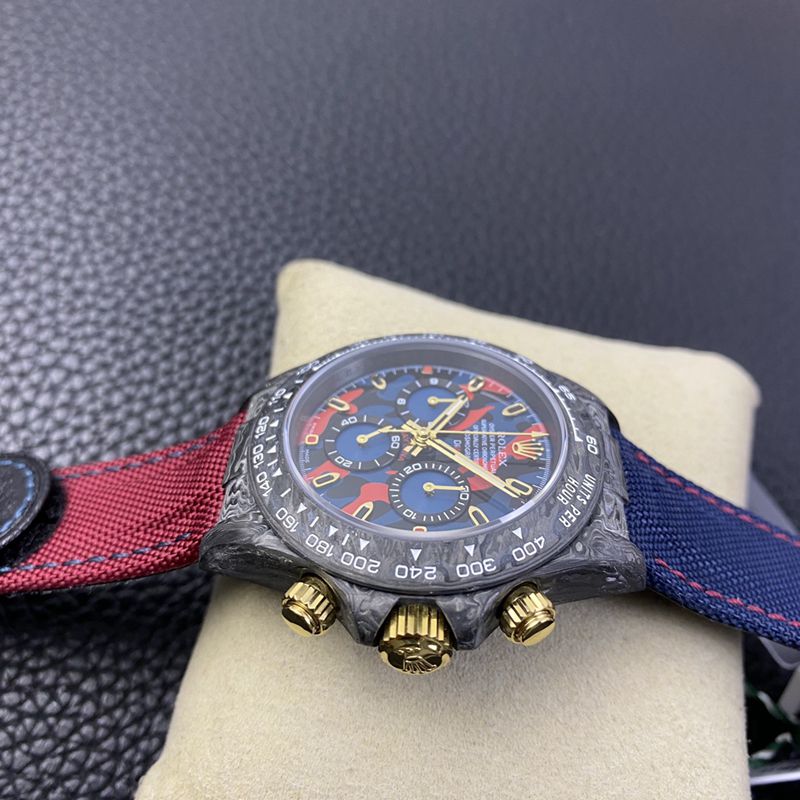 Rolex watch universe chronograph Daytona series carbon fiber customized version of men's mechanical watch side view