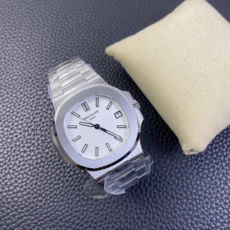 3K Factory Top Patek Philippe collectible watches Nautilus 324SC Ultra-thin Mechanical White Steel White Plate Front View