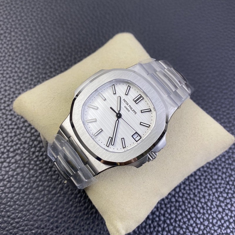 3K Factory Top Patek Philippe collectible watches Nautilus 324SC Ultra-thin Mechanical White Steel White Plate Front View