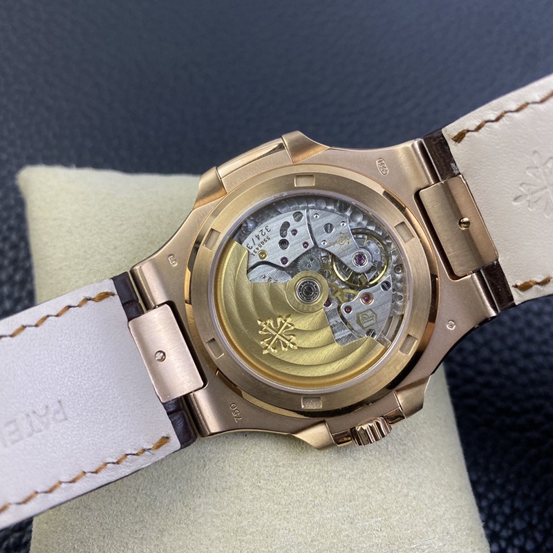 3K Factorytop-tierPatek Philippereplica watch Nautilus324SC ultra-thin mechanical rose gold crocodile leather movement picture