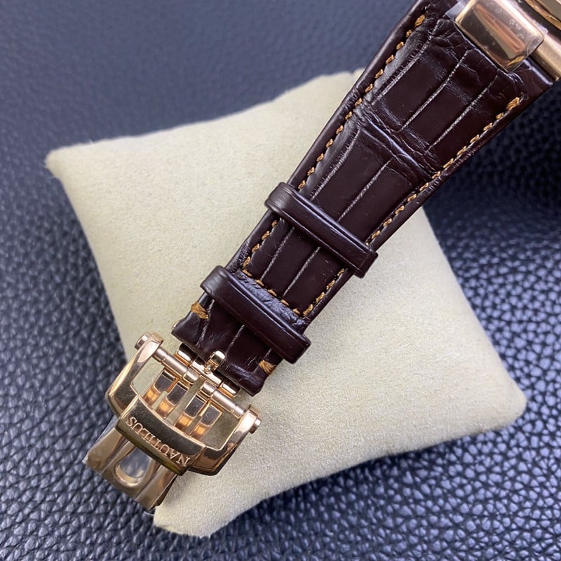 3K Factorytop-tierPatek Philippereplica watch Nautilus324SC ultra-thin mechanical rose gold crocodile leather clasp picture