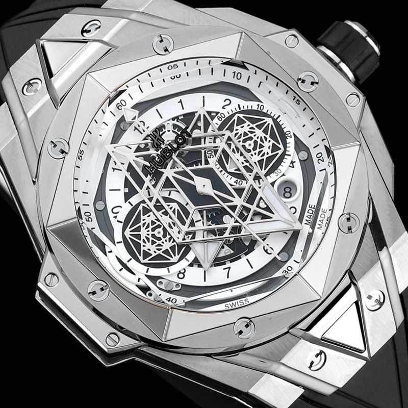 HublotHublotsuper watch new BigBangSangBleuII tattoo men's mechanical watch front view