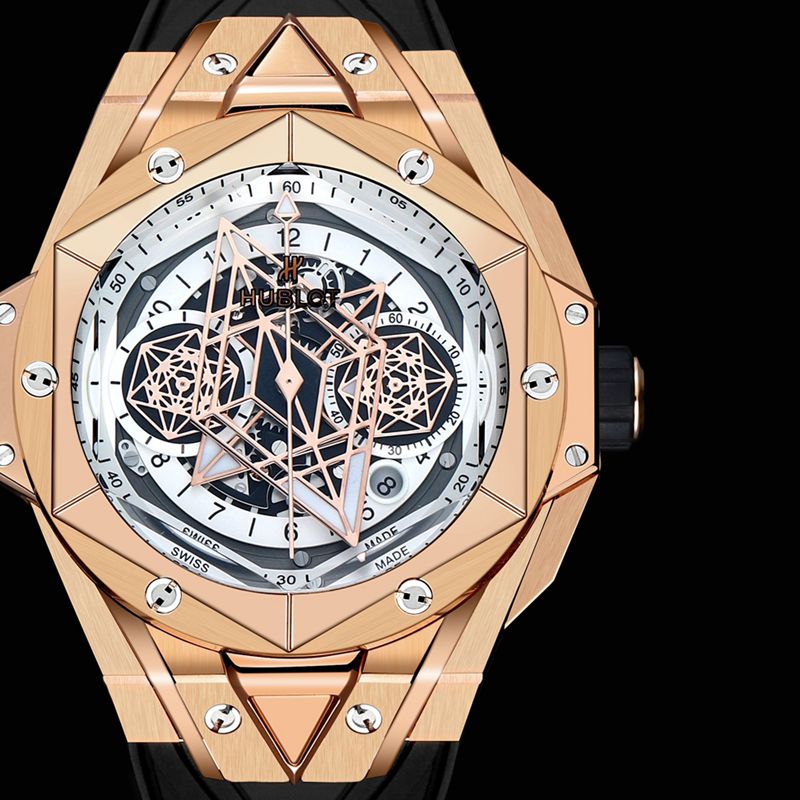 HublotHublothigh-quality watch new BigBangSangBleuII tattoo men's mechanical watch front view