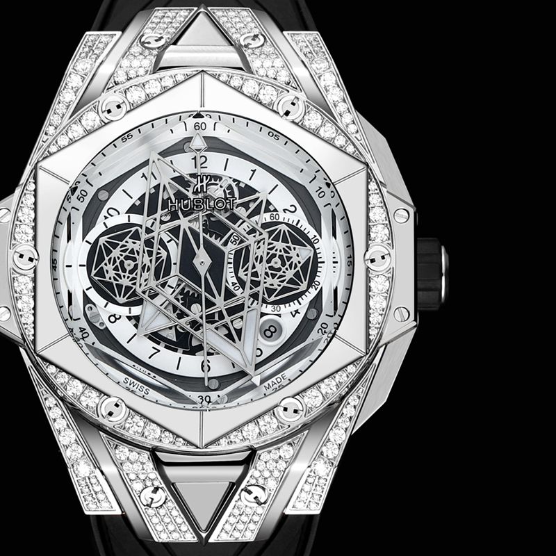 HublotHublotsuper watch new BigBangSangBleuII tattoo men's mechanical watch front view