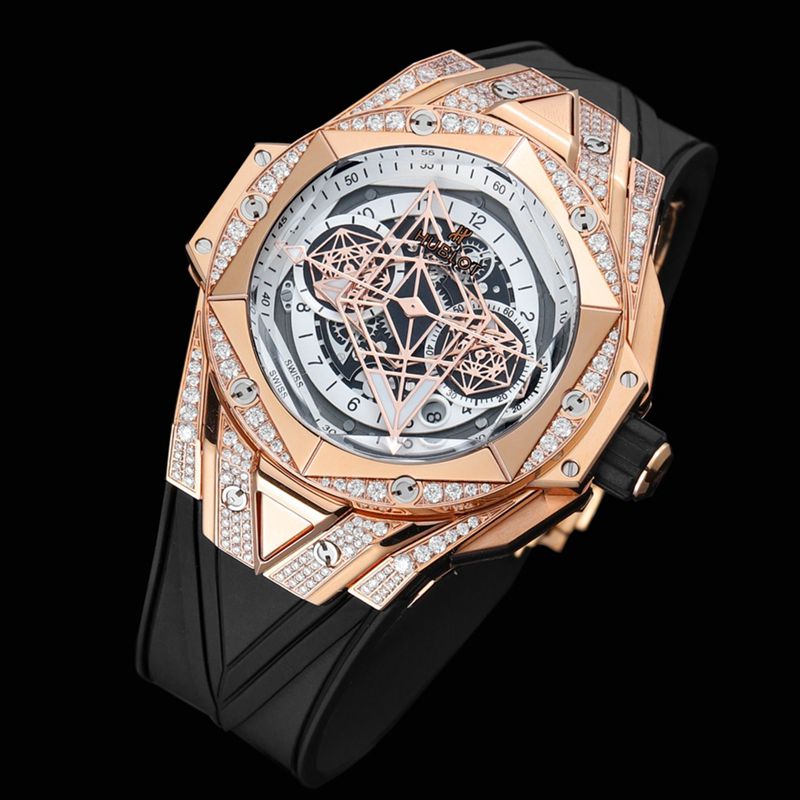 HublotHublothigh-quality watch brand new BigBangSangBleuII tattoo men's mechanical watch front view