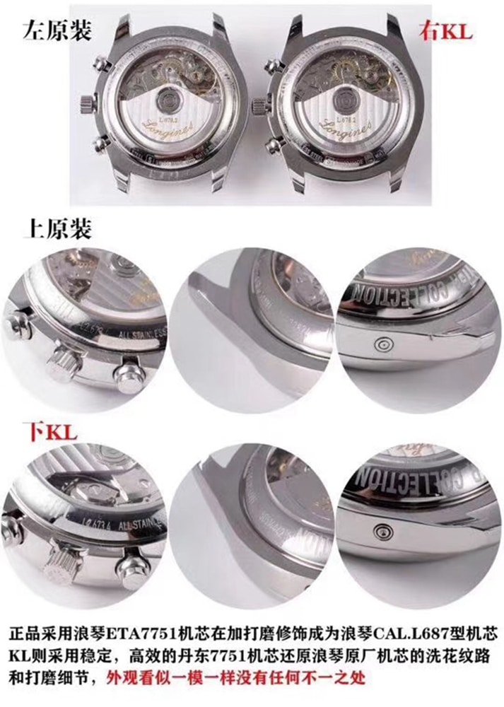 top-tier replicaLongines watch kl factory perfect work famous craftsman eight needle moon phase true and false comparison evaluation movementdetail shots