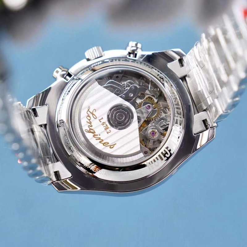 Longines famous watch KL eight-pin moon phase men's multi-functional steel bracelet mechanical watch movement picture
