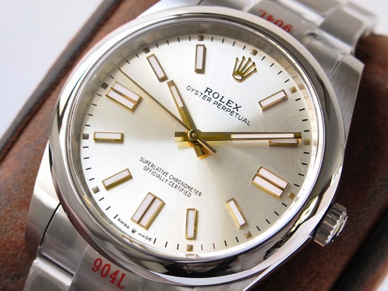 GS factory Rolextop-tier watch Oyster Perpetual Pokémon 41mm silver dial gold needle front view