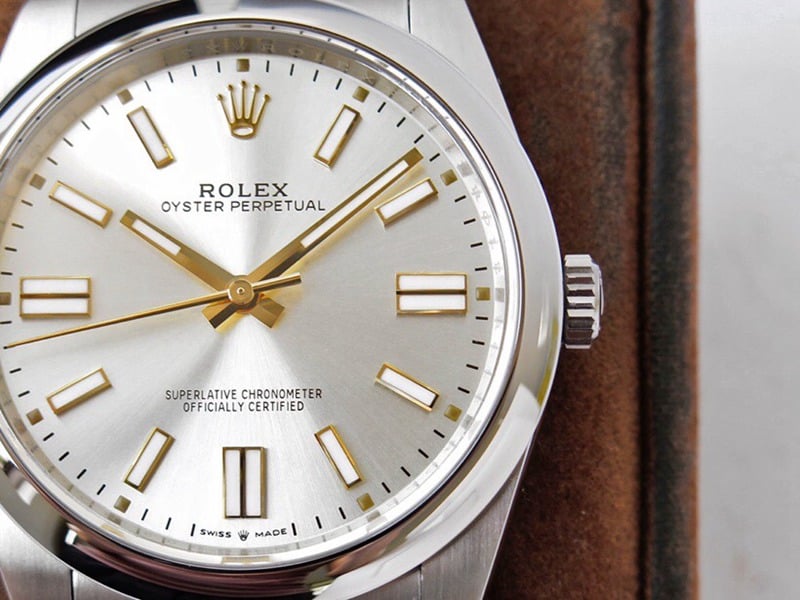 GS factory Rolextop-tier watch Oyster Perpetual Pokémon 41mm silver dial gold needle detail shots