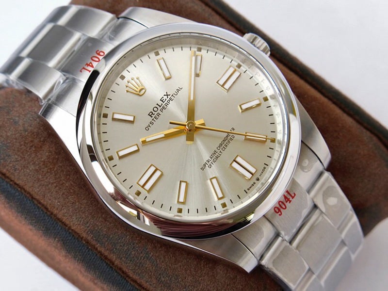 GS factory Rolextop-tier watch Oyster Perpetual Pokémon 41mm silver dial gold needle front view