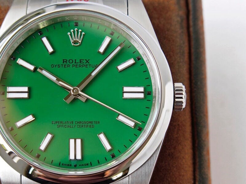 GS factory Rolextop-tier watch Oyster Perpetual Pokémon 41mm green dialdetail shots