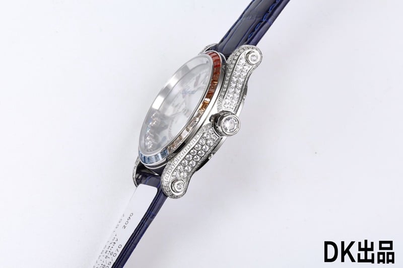 2021 latest ladies watch Chopard ultimate happy rainbow T diamond 274891-1007 blue bracelet side view