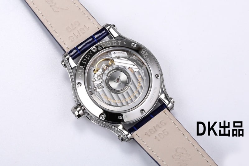 2021 latest ladies watch Chopard ultimate happy rainbow T diamond 274891-1007 blue bracelet back cover picture