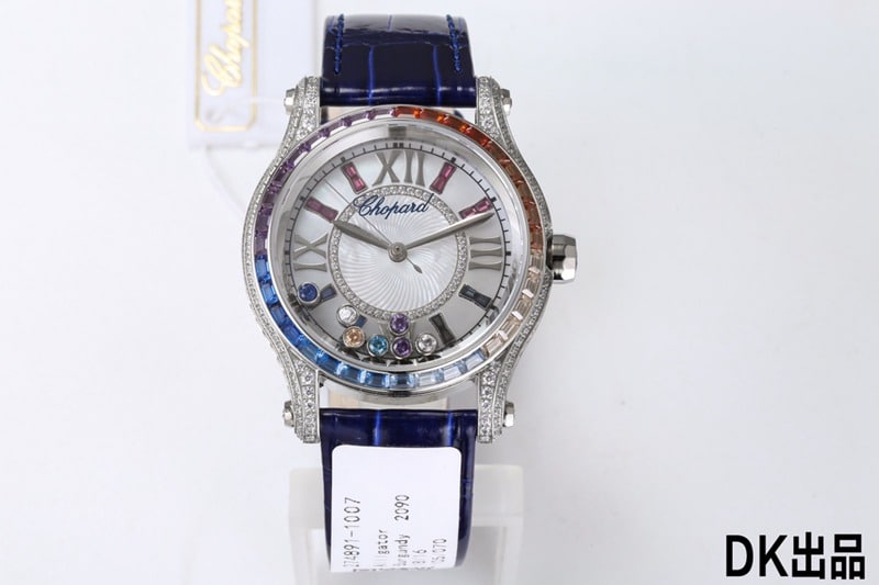 2021 latest ladies watch Chopard ultimate happy rainbow T diamond 274891-1007 blue bracelet front view