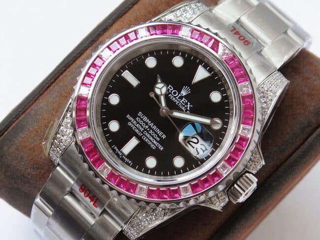 Rolextop-tier 1:1high-quality replicaGMT-Master II rear diamond customized version luxury sparkling classic trend front view