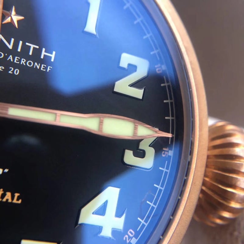 Big factory high-quality replicaxf Zenith watch newly upgraded bronze big fly big dial retro men's watchdetail shots