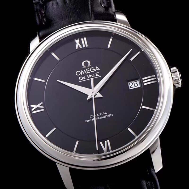 Omegareplica watch disc flying business series men's mechanical ultra-thin watch classic black hot model front view