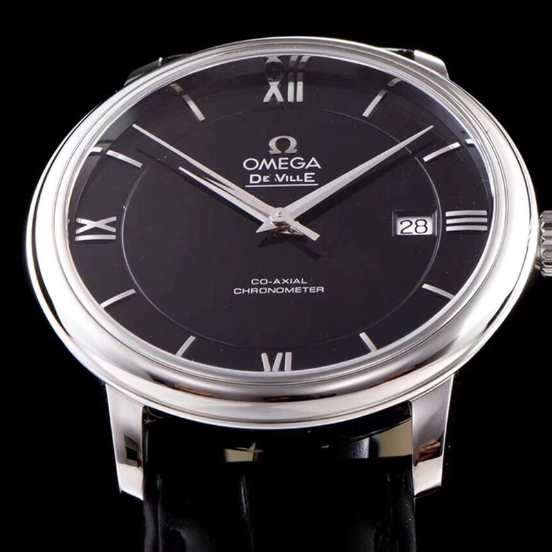 Omegareplica watch disc flying business series men's mechanical ultra-thin watch classic black hot model front view