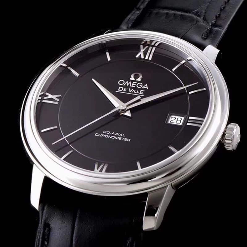 Omegareplica watch disc flying business series men's mechanical ultra-thin watch classic black hot model front view