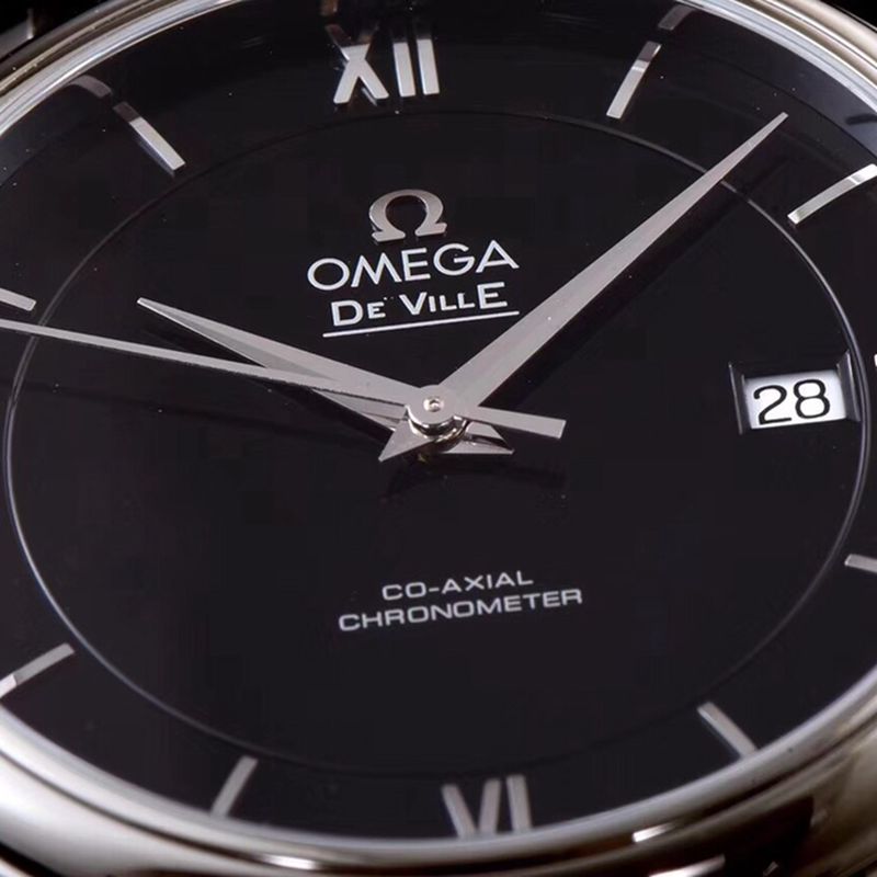 Omegareplica watch disc flying business series men's mechanical ultra-thin watch classic black hot style detail shots