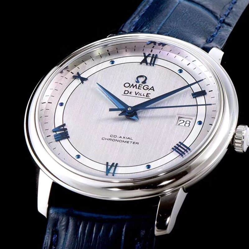 Omegareplica watch Defei Fu business series men's mechanical ultra-thin watch light gray track Defei front view