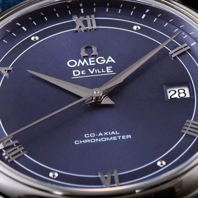 Omegahigh-quality watch disc flying business series men's mechanical ultra-thin watch blue bracelet track butterfly flying blue detail shots