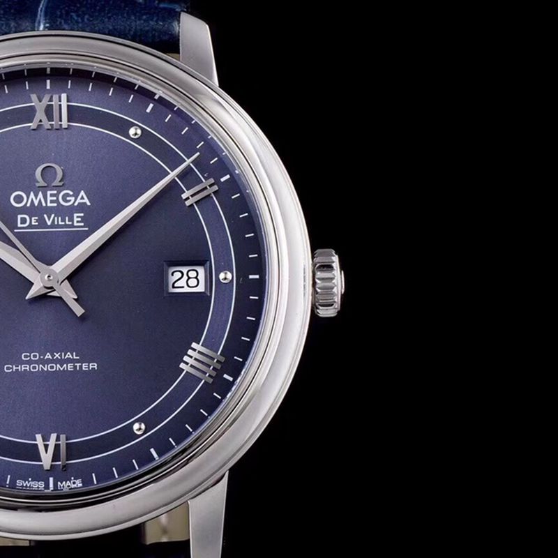 Omegahigh-quality watch disc flying business series men's mechanical ultra-thin watch blue bracelet track butterfly flying blue detail shots