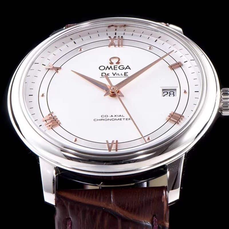 super cloneOmega watch disc flying business series men's mechanical ultra-thin watch brown bracelet track butterfly flying front view