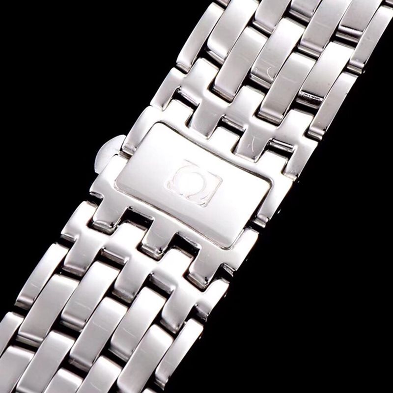 Omegasuper watch disc flying business series men's mechanical ultra-thin watch white steel rose gold scale clasp picture