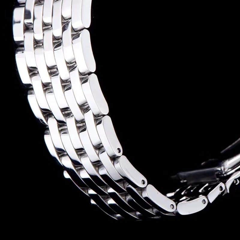 Omegatop-tiersuper watch De Ville series men's mechanical ultra-thin watch white steel black face bracelet picture