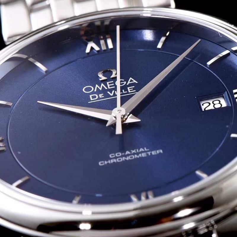 super cloneOmegatop-tier watch De Ville series men's mechanical ultra-thin watch white steel blue face detail shots