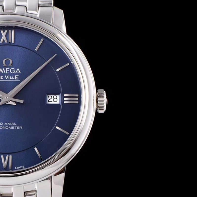 super cloneOmegatop-tier watch De Ville series men's mechanical ultra-thin watch white steel blue face detail shots