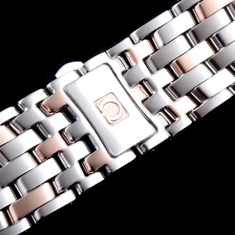 Omega watch disc flying business series men's mechanical ultra-thin watch rose goldsteel bracelet white surface clasp picture