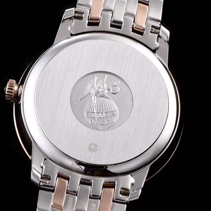 Omegahigh-quality watch De Ville series men's mechanical ultra-thin watch rose goldsteel bracelet back cover picture