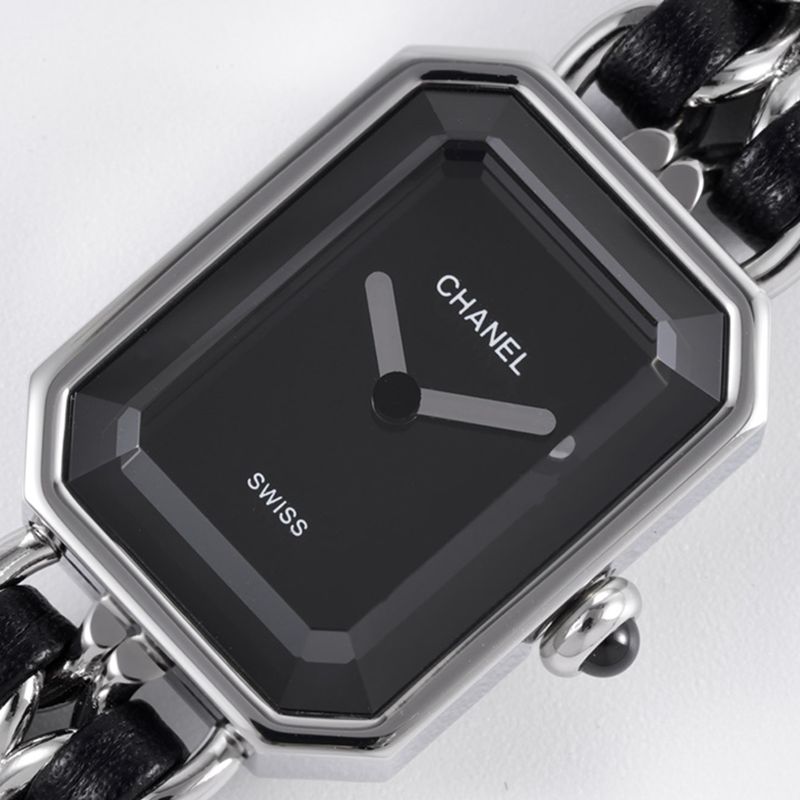 Chanelladies' watchtop-tierhigh-quality replicaPremiere series quartz watch white steel black dial front view