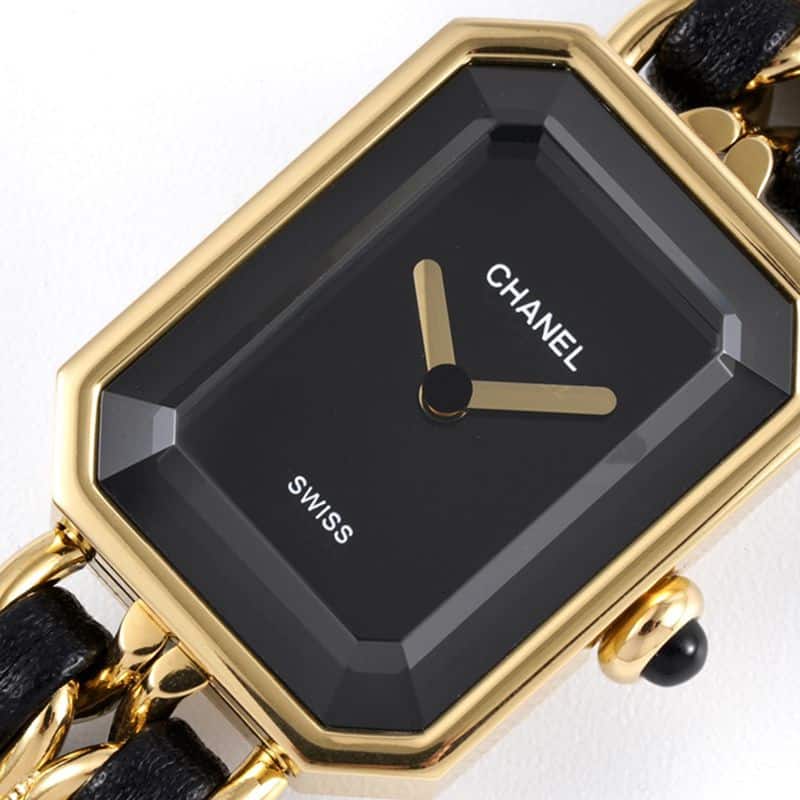 Chanelladies' watchtop-tiersuper clonePremiere series quartz watch yellow gold black dial front view
