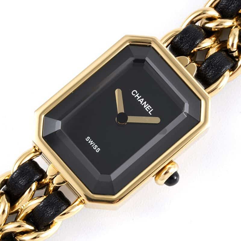 Chanelladies' watchtop-tiersuper clonePremiere series quartz watch yellow gold black dial front view