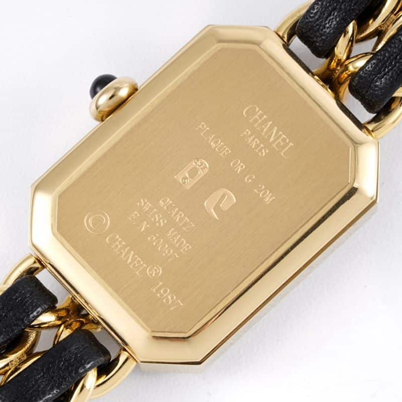 Chanelladies' watchtop-tiersuper clonePremiere series quartz watch yellow gold black dial back cover picture