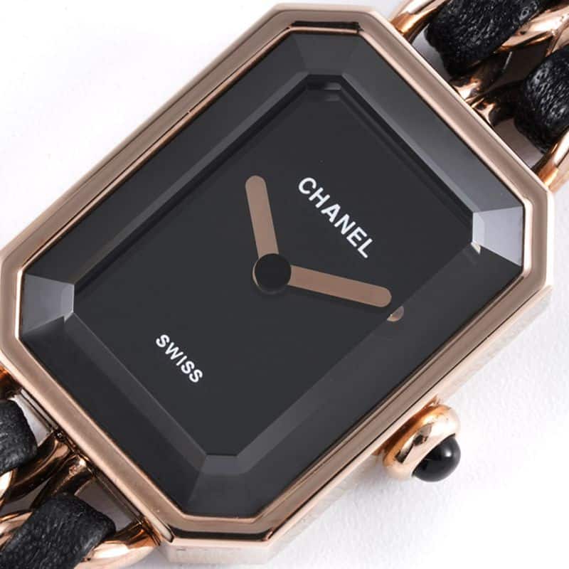 Chanelladies' watchreplicaPremiere series quartz watch rose goldblack dial front view