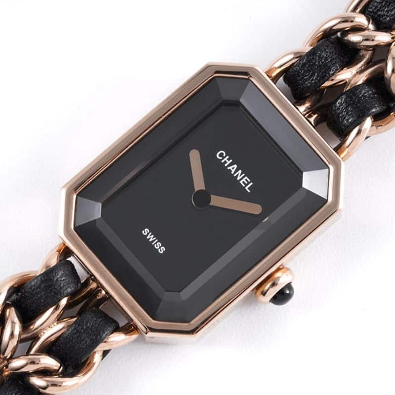 Chanelladies' watchreplicaPremiere series quartz watch rose goldblack dial front view