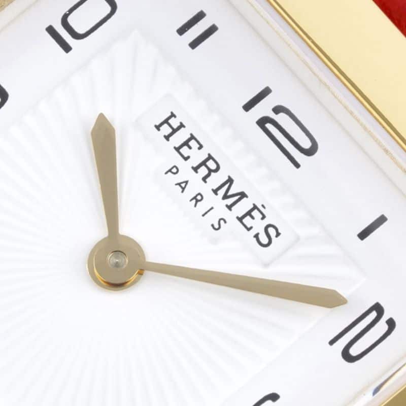 Hermès ladies' watchtop-tier replicaHeureH series quartz square fashion watch vermilion braceletrose gold plate detail shots