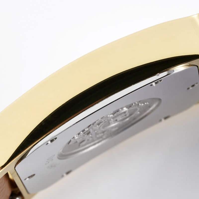 Hermès ladies' watchtop-tierhigh-quality replicaHeureH series quartz square fashion watch khaki braceletrose gold plate side view