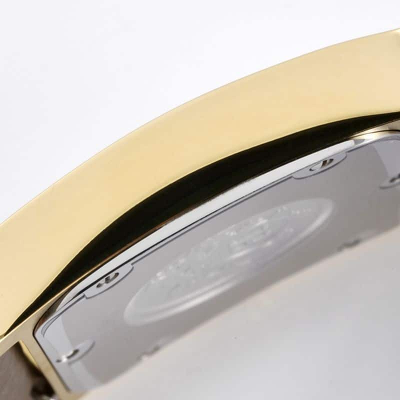 top-tiersuper cloneHermès ladies' watchHeureH series quartz square fashion watch brown braceletrose gold plate side view